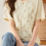 Lace Spliced T-shirt with a sense of design