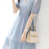 Lace Spliced Chiffon Dress