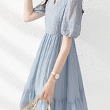 Lace Spliced Chiffon Dress
