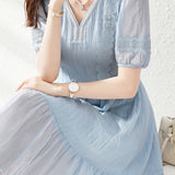 Lace Spliced Chiffon Dress