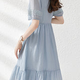 Lace Spliced Chiffon Dress