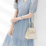 Lace Spliced Chiffon Dress