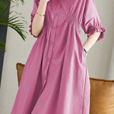 Asymmetrical Pleated Shirt Dress