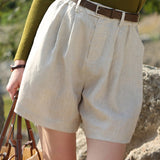 Retro Literary High-Waisted Thin Shorts