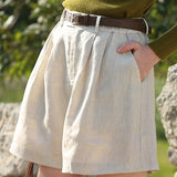 Retro Literary High-Waisted Thin Shorts
