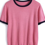 Minimalist Chic Color-Blocked Round Neck Short Sleeve - liwisi