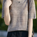 Vintage Fine-spun Round-neck Knit T-shirt
