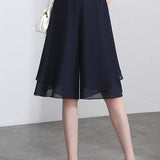 Solid color chiffon pants