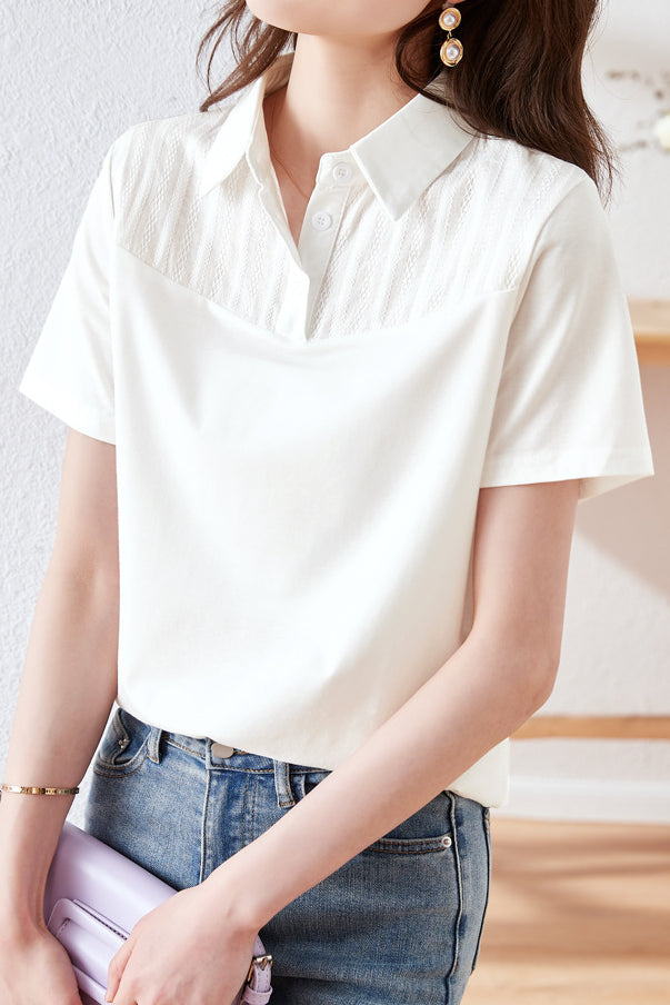 Casual textured patchwork top - liwisi