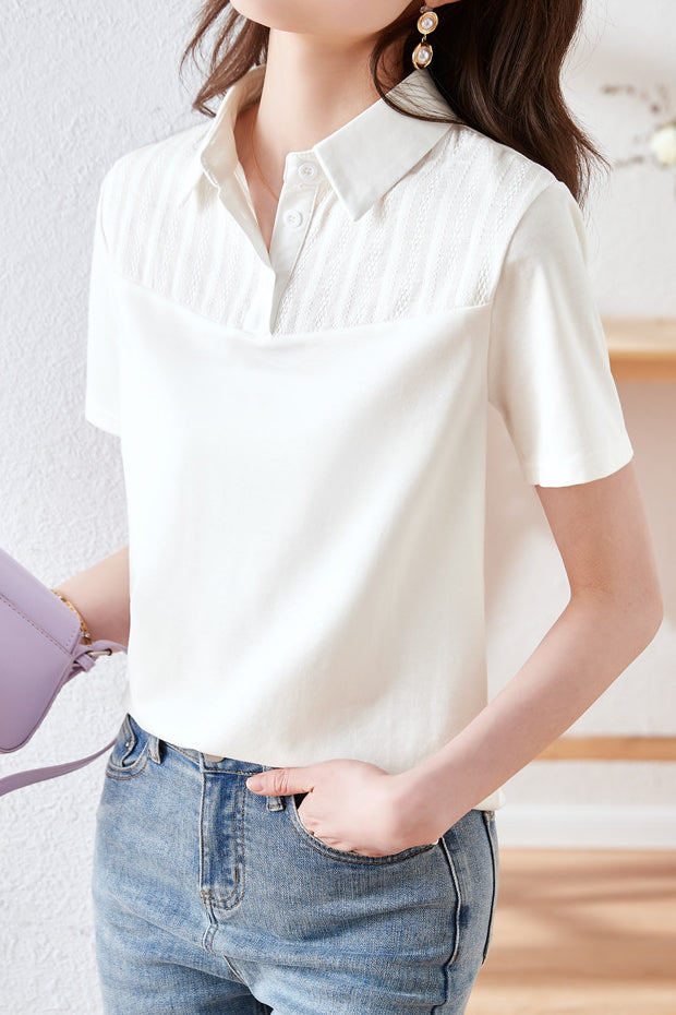 Casual textured patchwork top - liwisi