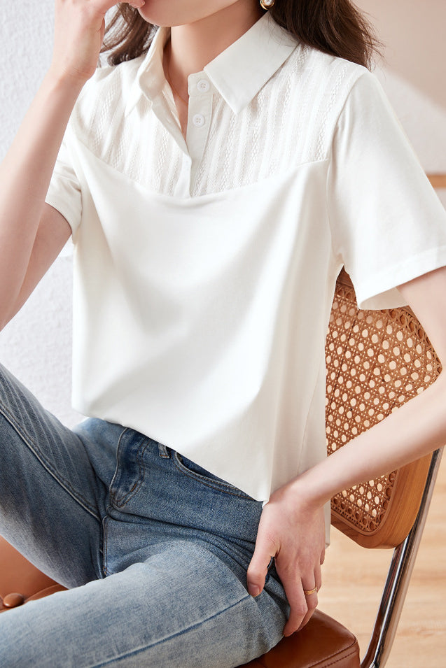 Casual textured patchwork top - liwisi