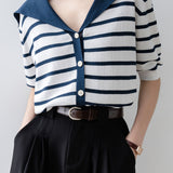 Color-Block Striped Knit Top