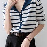 Color-Block Striped Knit Top