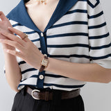 Color-Block Striped Knit Top