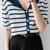Color-Block Striped Knit Top