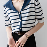Color-Block Striped Knit Top