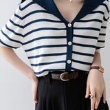 Color-Block Striped Knit Top