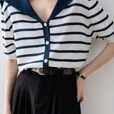 Color-Block Striped Knit Top