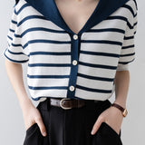 Color-Block Striped Knit Top