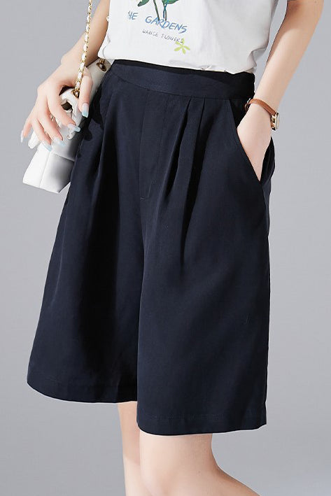 Solid color casual shorts - liwisi