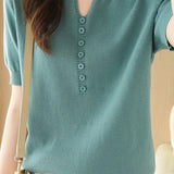 Minimalist Short-Sleeve Knit Top