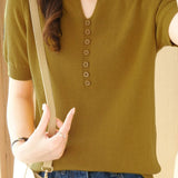 Minimalist Short-Sleeve Knit Top