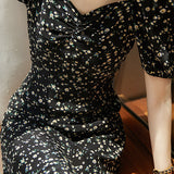 French-Style Floral Square-Neck Dress