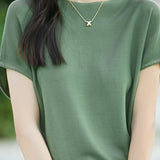 Simple Off-The-Shoulder Loose Half-Sleeve Top