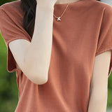 Simple Off-The-Shoulder Loose Half-Sleeve Top