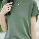 Simple Off-The-Shoulder Loose Half-Sleeve Top