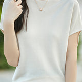 Simple Off-The-Shoulder Loose Half-Sleeve Top