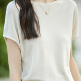 Simple Off-The-Shoulder Loose Half-Sleeve Top