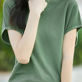 Simple Off-The-Shoulder Loose Half-Sleeve Top