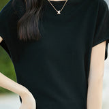 Simple Off-The-Shoulder Loose Half-Sleeve Top