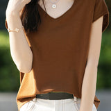 Minimalist Solid Color Knit Top