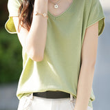 Minimalist Solid Color Knit Top