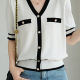 Simple Color-Block Knit Top