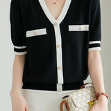 Simple Color-Block Knit Top