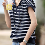 Casual Striped Cap Sleeve T-Shirt
