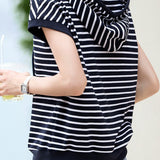 Casual Striped Cap Sleeve T-Shirt