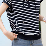 Casual Striped Cap Sleeve T-Shirt