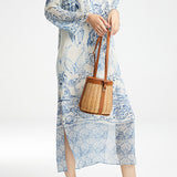 Romantic Silk Print Dress