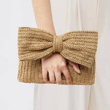 Bowknot Straw Tote Bag