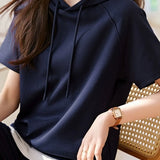 Casual Youthful Slimming Hooded Short-Sleeve T-Shirt