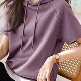 Casual Youthful Slimming Hooded Short-Sleeve T-Shirt