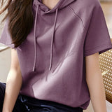 Casual Youthful Slimming Hooded Short-Sleeve T-Shirt