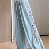 Loose Casual Spliced Lace Straight Pants