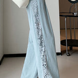 Loose Casual Spliced Lace Straight Pants