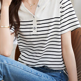 Casual Striped Hooded Top