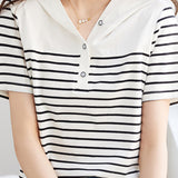 Casual Striped Hooded Top